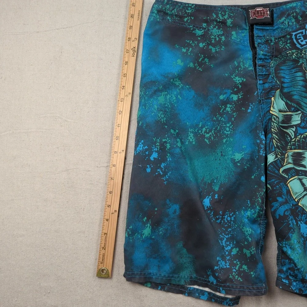 MMA Elite Swim Shorts Small Green Graphic AOP